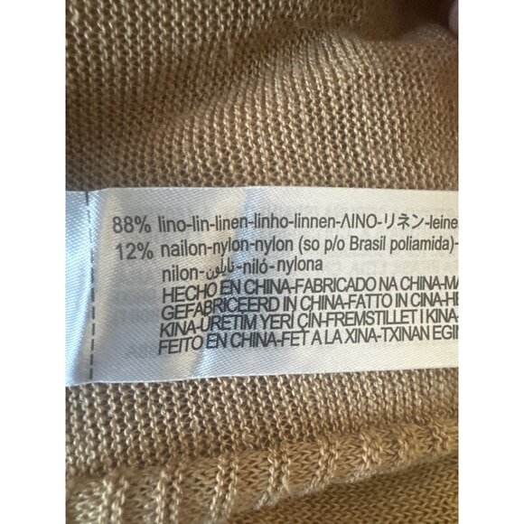 2/$30 ZARA M Sleeveless V Neckline Button-Down Camel Linen Blend Midi Dress - Picture 11 of 16